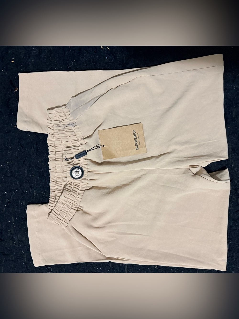 Burberry Beige Elastic Waist Linen Pants